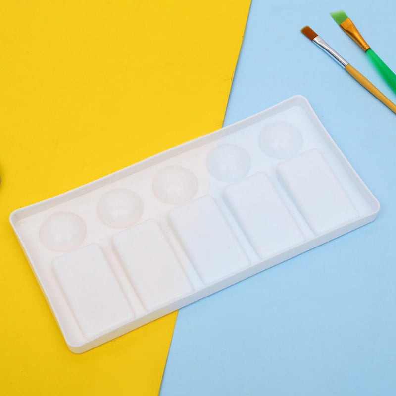 White Rectangular Plastic Painting Palette 3 Pack Artist Watercolor Mixing Trays - Image 5