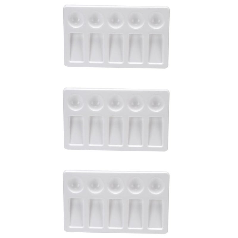 White Rectangular Plastic Painting Palette 3 Pack Artist Watercolor Mixing Trays - Image 2