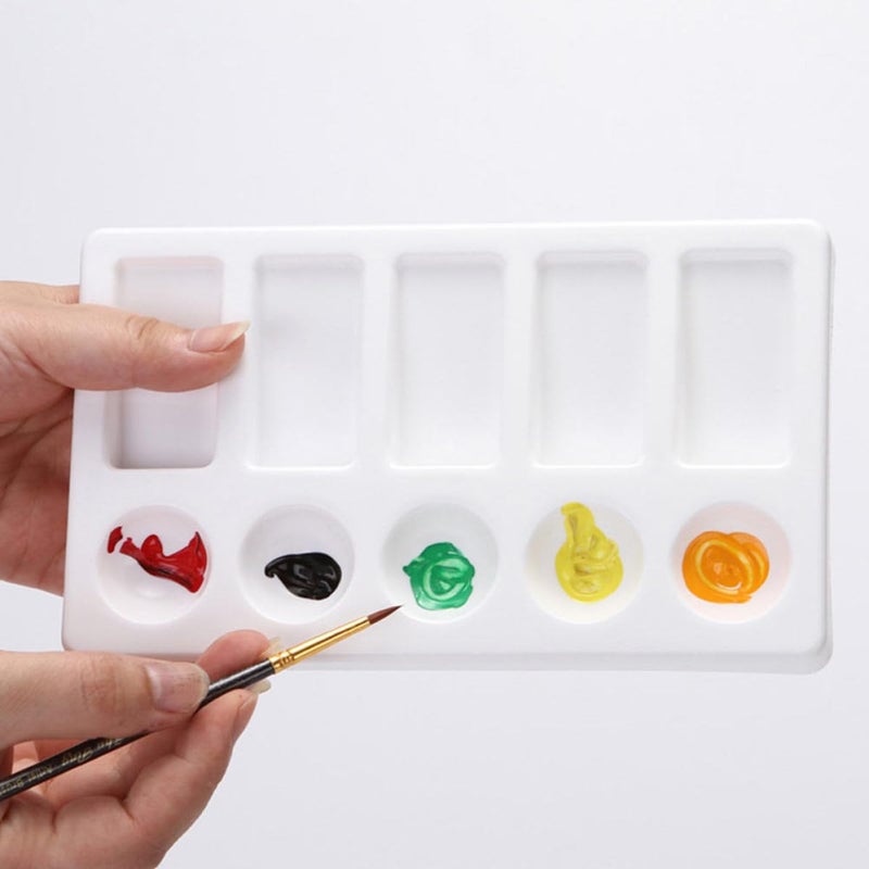 White Rectangular Plastic Painting Palette 3 Pack Artist Watercolor Mixing Trays - Image 4