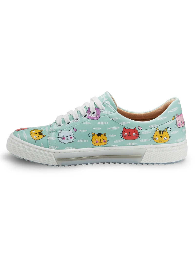 Mumka Meow Cats Green Sneakers