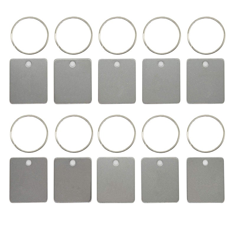 StayMax Rectangle Engraving Blanks Stainless Steel Stamping Blank Tags with Key Rings 25 Pack