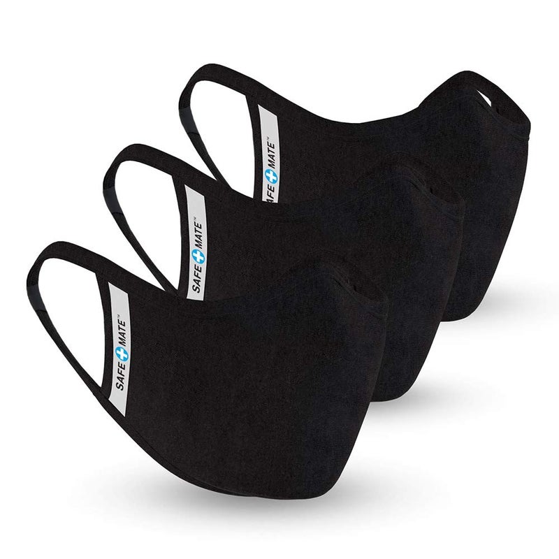 CASE-MATE SafeMate x CaseMate Kids Face Mask Ages 711 Washable Reusable Cloth Face Mask Cotton with Filter 3 Pack Black - Image 3