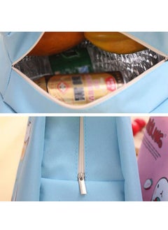 NIBEMINENT Cartoon Rabbit Printed Lunch Bag Blue/White/Green  - Image 2