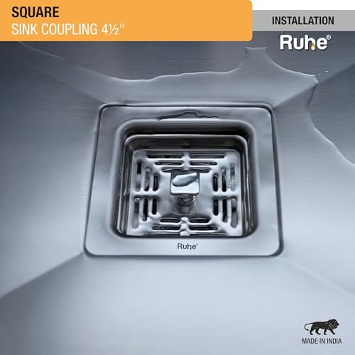 Ruhe® Square Sink Coupling for Kitchen Sink (4.5 Inches) | Stainless Steel Kitchen Sink Coupling Drain Outlet and Connector | Rust-Free, Corrosion-Resistant | Silver - Image 4