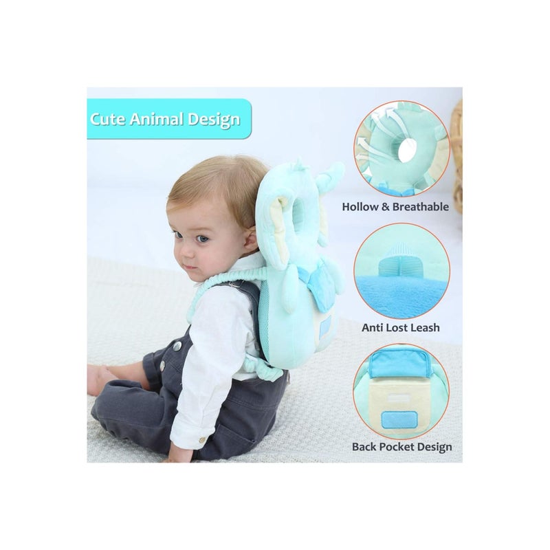 SOLARAE Baby Head Protector, with Baby Knee Pads, Baby Walker Head Protector, Baby Head Protector Backpack Pillow, Toddlers Head Safety Pad Adjustable Backpack, Baby Back Protection for Crawling, Elephant - Image 3