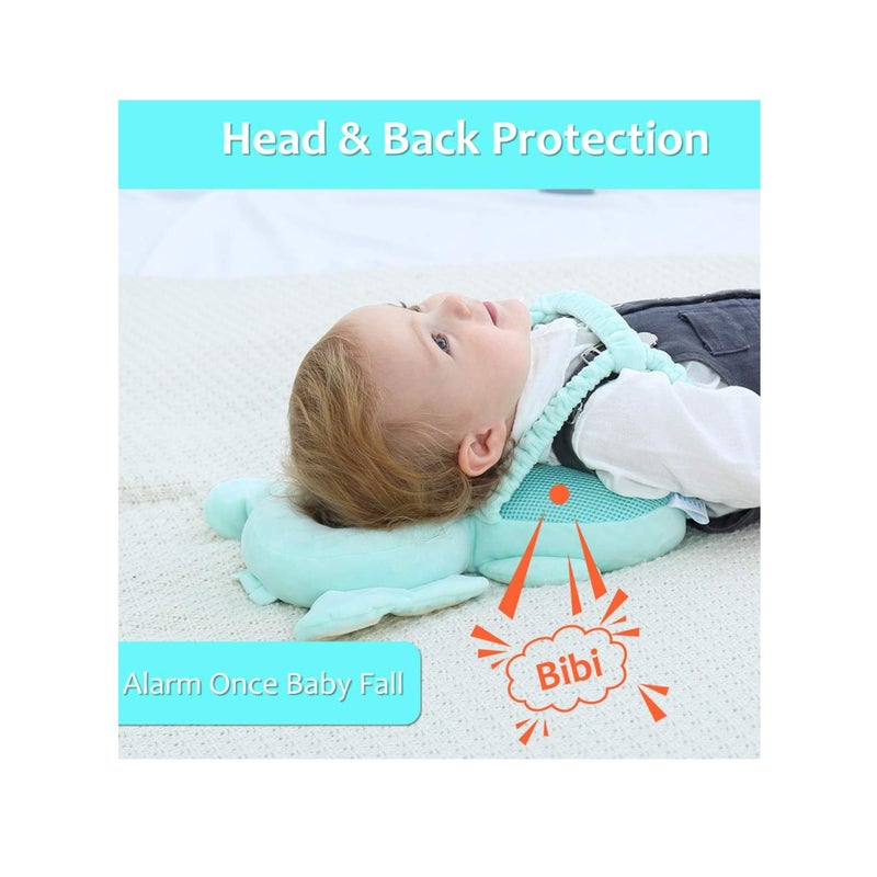 SOLARAE Baby Head Protector, with Baby Knee Pads, Baby Walker Head Protector, Baby Head Protector Backpack Pillow, Toddlers Head Safety Pad Adjustable Backpack, Baby Back Protection for Crawling, Elephant - Image 2