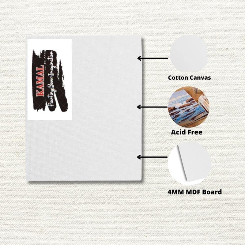 Kamal Combo of Filbert White Brown and Angular Paint Brush Set of 6 for Oil, Nail, Artist Acrylic Painting with Cotton Canvas Board 16 X 12 Inch Set of 1 - Image 5