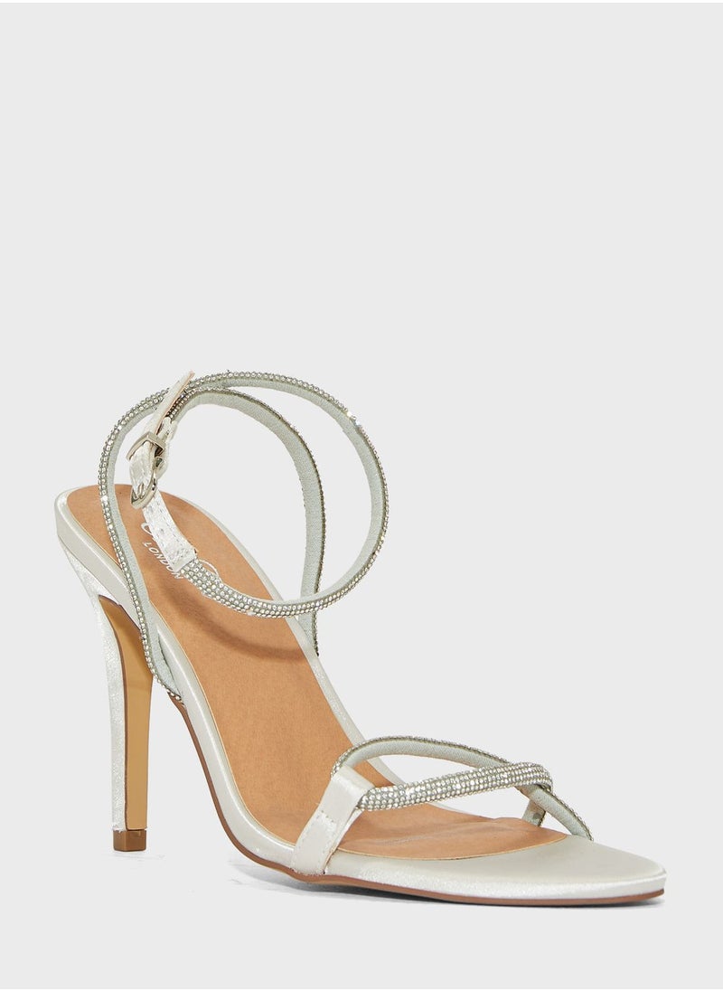 Chi-Chi London - Diamante Strap Detail Heel Stiletto Sandals - Image 1