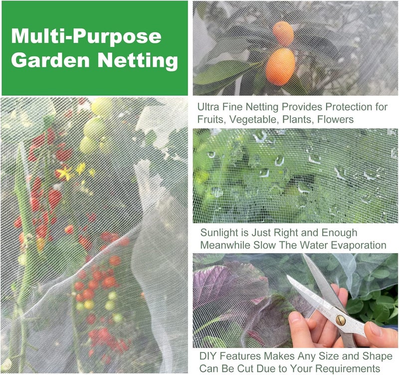 Meuallikit Garden Netting, 10'x20' Ultra Fine Insect Netting for Plants Trees Vegetables, Mesh Protection Netting Fruits Flowers Crops Greenhouse Row Covers Raised Beds Bug Screen Barrier Net - Image 5