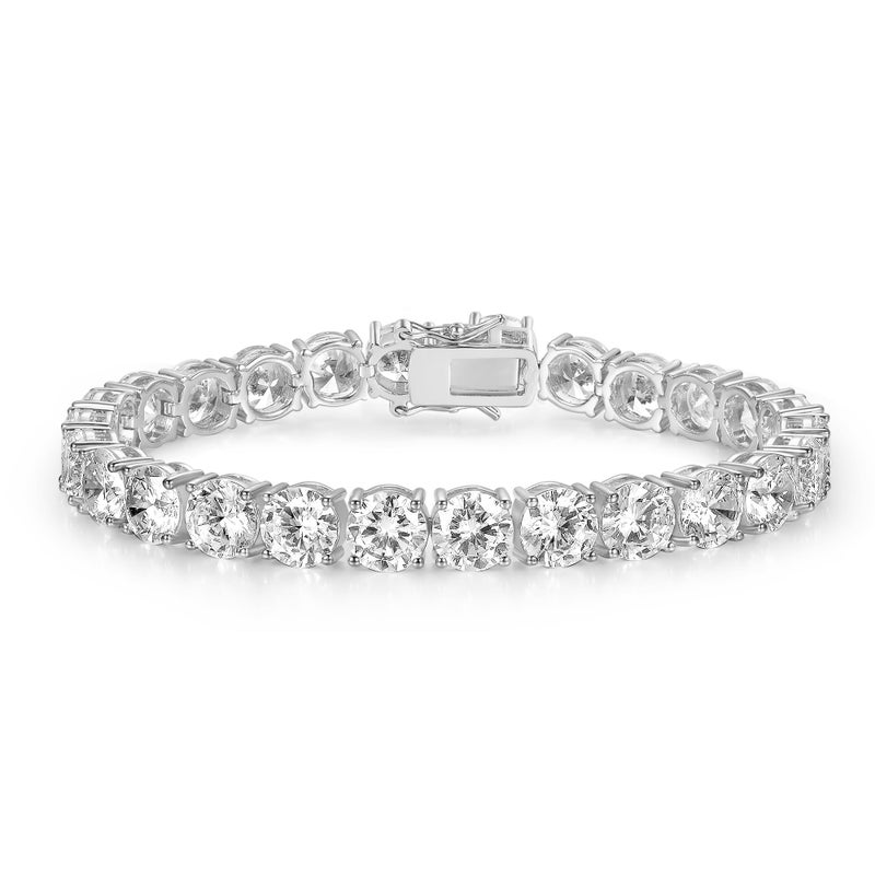 Gemsme 7.0MM Tennis Bracelet for Men Women,18K White Gold Plated 7.0mm Round Cubic Zirconia Classic Tennis Bracelet,6.5 inch - Image 1
