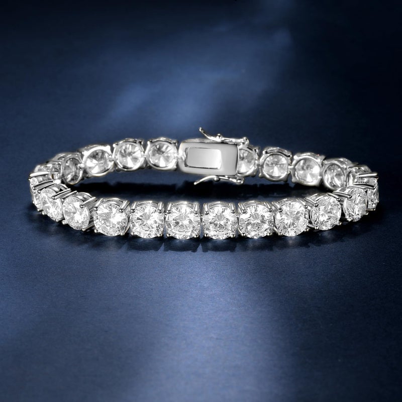 Gemsme 7.0MM Tennis Bracelet for Men Women,18K White Gold Plated 7.0mm Round Cubic Zirconia Classic Tennis Bracelet,6.5 inch - Image 4