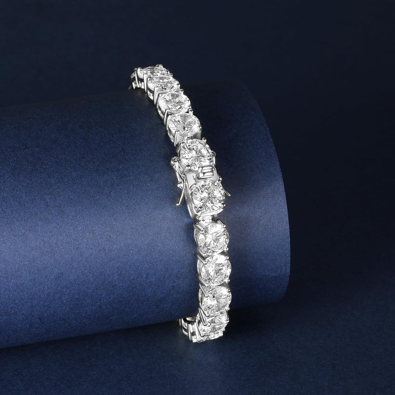 Gemsme 7.0MM Tennis Bracelet for Men Women,18K White Gold Plated 7.0mm Round Cubic Zirconia Classic Tennis Bracelet,6.5 inch - Image 2