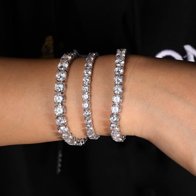Gemsme 7.0MM Tennis Bracelet for Men Women,18K White Gold Plated 7.0mm Round Cubic Zirconia Classic Tennis Bracelet,6.5 inch - Image 5