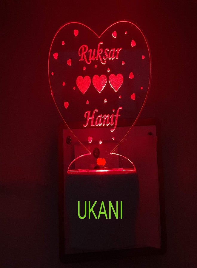 UKANI Customize Couple Name in Heart Latest Acrylic Colour Changing 3D Illusion LED Night Lamp (Multicolour, Size 4 Inch,) - Image 3