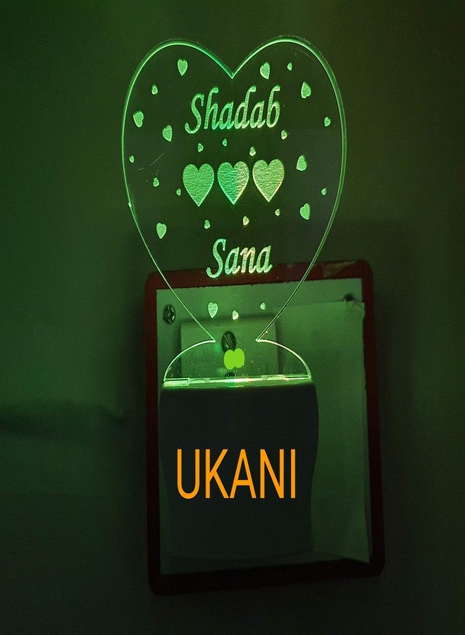 UKANI Customize Couple Name in Heart Latest Acrylic Colour Changing 3D Illusion LED Night Lamp (Multicolour, Size 4 Inch,) - Image 2