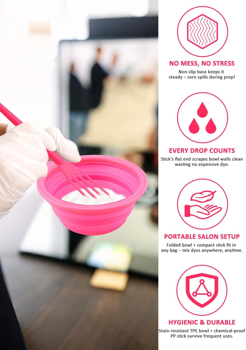 YOOVR 19PCS Hair Bleach Dye Kit with Hair Dye Brush and Bowl Whisk Hair Clips Protective Gear Set, Ideal for Hair Bleaching Coloring Highlighting, Essential Salon Supplies for Home Use (Pink) - Image 4