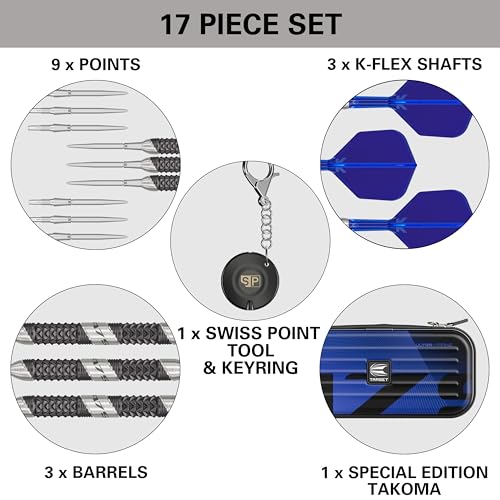 Target Darts 975 Ultra Marine 01 22G 97.5% Tungsten Swiss Point Steel Tip Darts Set with K-Flex - Image 5