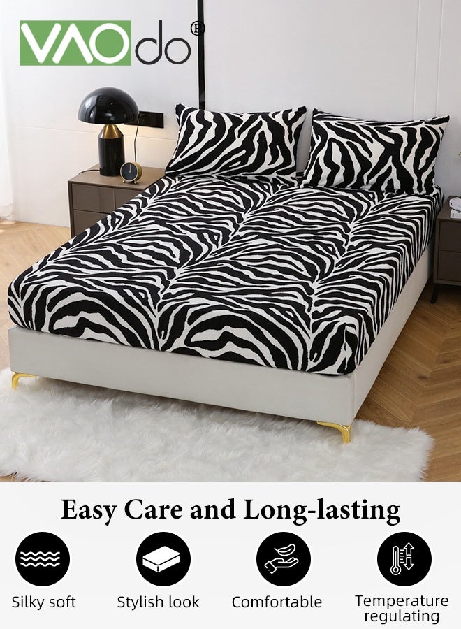 فاو دو شرشف عميق مُجهز، شرشف سرير مُجهز، شرشف سرير مُجهز خالي من التجاعيد والبهتان وقابل للغسل في الغسالة، شرشف سرير مُجهز لغرفة نوم الفنادق المنزلية 200*220 سم - Image 2