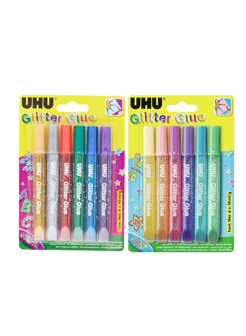 UHU 12-Piece Glitter Glue For Craft - Image 1