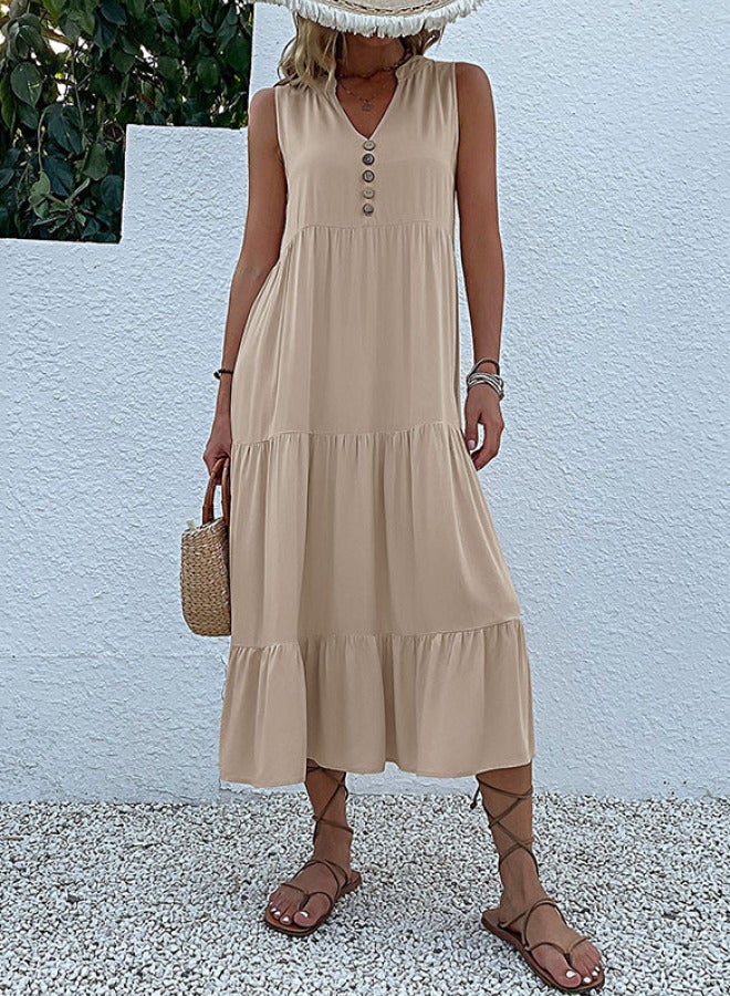 Yailla Summer Vest Skirt Sleeveless Loose Casual Dress 