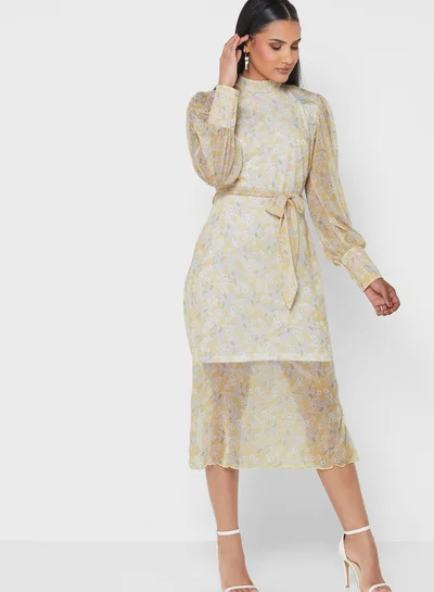 SIVVI for HANIYA Floral Belted Midi Dress