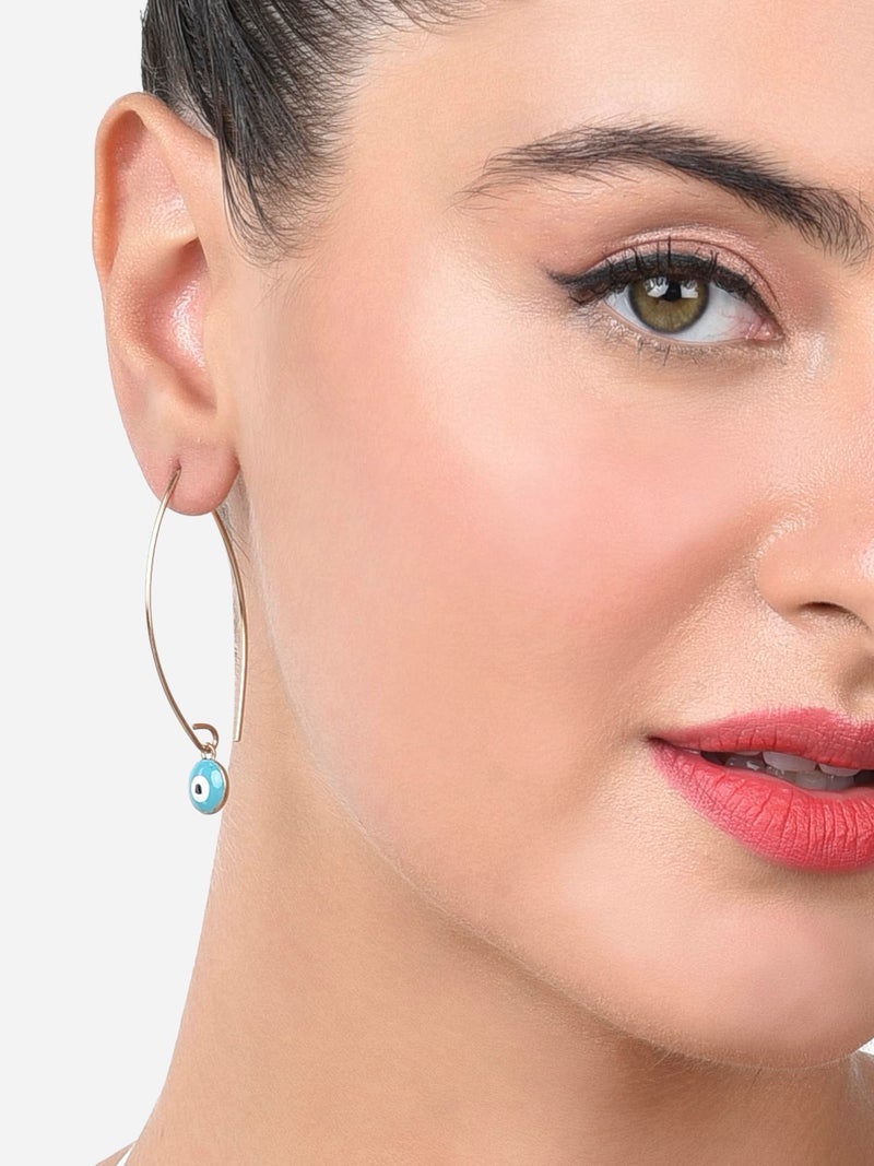 Zaveri Pearls Turquoise Enamel Evil Eye Contemporary Drop Earring For Women-ZPFK15154 - Image 3