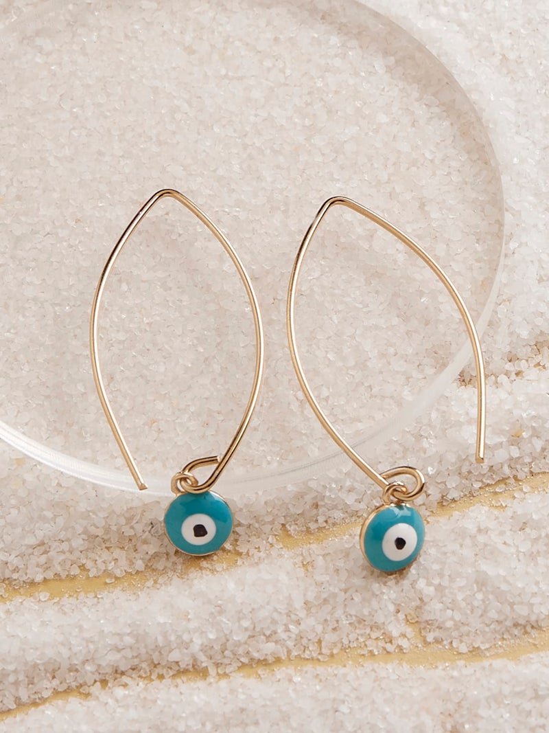 Zaveri Pearls Turquoise Enamel Evil Eye Contemporary Drop Earring For Women-ZPFK15154 - Image 2