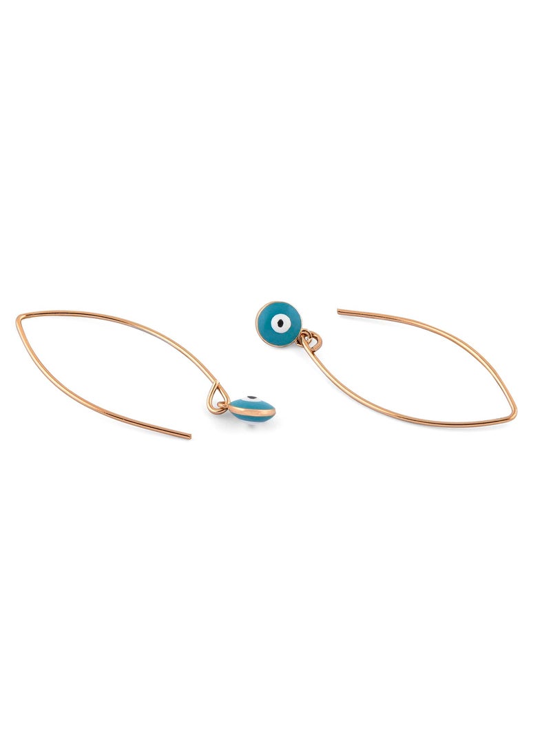 Zaveri Pearls Turquoise Enamel Evil Eye Contemporary Drop Earring For Women-ZPFK15154 - Image 5