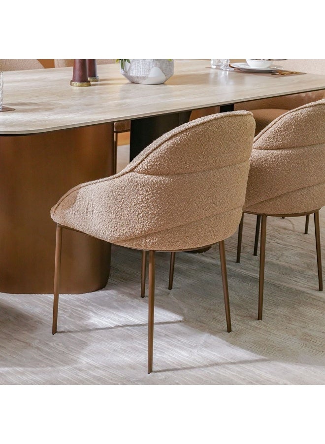 Skylar Skylar 1+8 Ceramic Dining Set | 9-Piece Comfortable Dining Set | Kitchen Dining Table With 8 Dining Chairs | Modern Design Furniture For Dining Room Kitchen - Beige/Brushed Brass  - Image 3