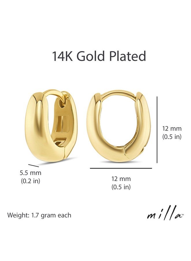 MILLA 14k Gold Huggie Earrings for Women Multipack & Individuals - Ear Huggers Earrings for Women Trendy Y2K Earrings, Preppy Earrings - Lightweight & Hypoallergenic (12 mm - 0.5 in) - Image 3
