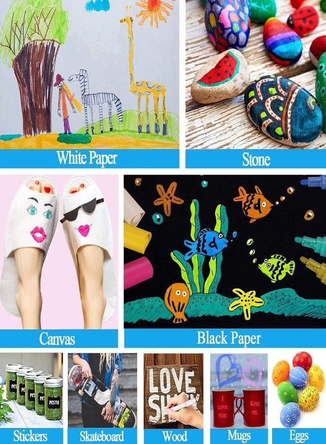 PATHOS INDIA Acrylic Paint Marker Pens Set of 12 Colors, Reversible Tip Medium Point Permanent Paint Markers for Rock Painting, Ceramic, Glass, Wood, Fabric, Canvas & Mugs - Image 5