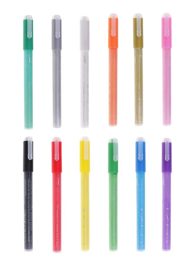 PATHOS INDIA Acrylic Paint Marker Pens Set of 12 Colors, Reversible Tip Medium Point Permanent Paint Markers for Rock Painting, Ceramic, Glass, Wood, Fabric, Canvas & Mugs - Image 2
