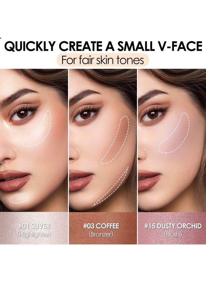 FOCALLURE 3 Pcs Cream Contour Sticksshades With Highlighter & Bronzer & Blushnongreasy And Waterresistant Face Contouring Peneasy To Sculpt The Face And Create A Lightweight Finishing Makeupuniversal - Image 5