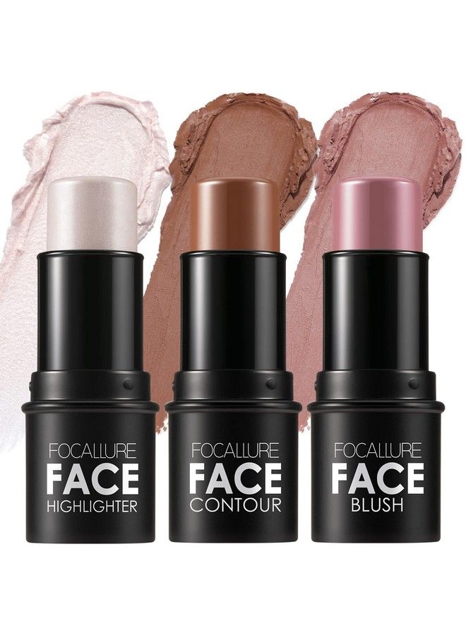 FOCALLURE 3 Pcs Cream Contour Sticksshades With Highlighter & Bronzer & Blushnongreasy And Waterresistant Face Contouring Peneasy To Sculpt The Face And Create A Lightweight Finishing Makeupuniversal - Image 2
