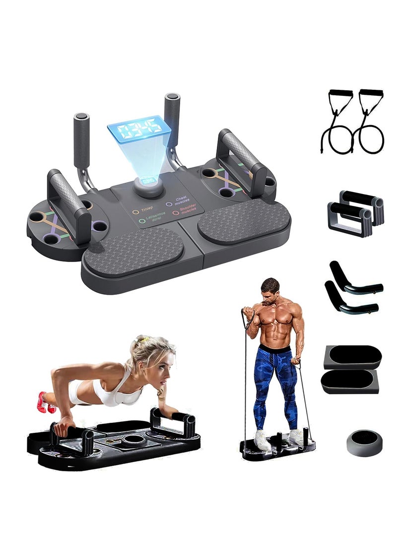 XiuWoo Push Up Board, Multifunctional Push Up Stand with Resistance Bands, Electronic Time Counting, Home Workout Set for Floor to Strengthen Arms, Core and Back, Push Up Handles for Body Toning Training  - Image 1
