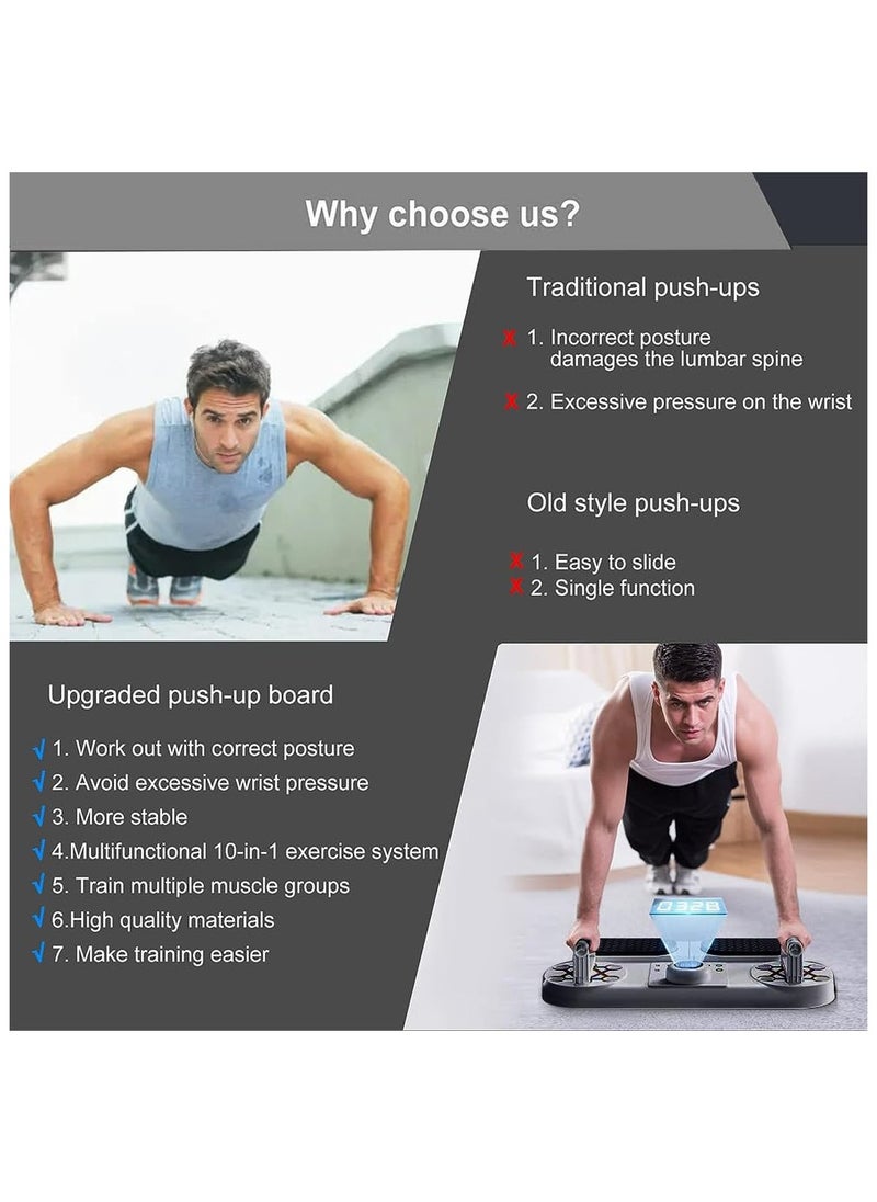 XiuWoo Push Up Board, Multifunctional Push Up Stand with Resistance Bands, Electronic Time Counting, Home Workout Set for Floor to Strengthen Arms, Core and Back, Push Up Handles for Body Toning Training  - Image 2