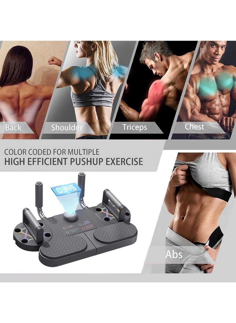 XiuWoo Push Up Board, Multifunctional Push Up Stand with Resistance Bands, Electronic Time Counting, Home Workout Set for Floor to Strengthen Arms, Core and Back, Push Up Handles for Body Toning Training  - Image 4