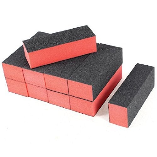 Onwon 10 PCS Sanding Buffing Nail Polisher 4 Way Polish Buffer Buffing Block Nail Files Art Pedicure Manicure FileBlack Red