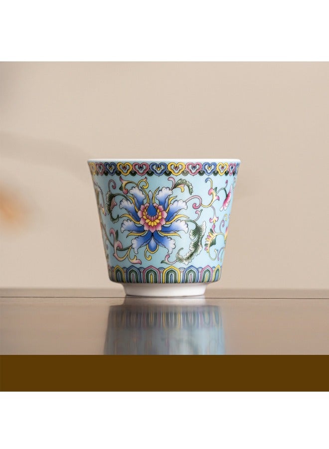 QINGYAN 6 Ceramic Tea Cups with Gift Box Elegant Floral Enamel Porcelain Coffee Cup Set, 6 Colors Flowers Teacup, Perfect for Home, Office, and Restaurant Use 5.8*5.2CM 70ML - Image 4