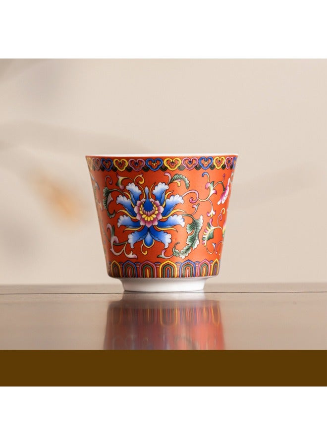 QINGYAN 6 Ceramic Tea Cups with Gift Box Elegant Floral Enamel Porcelain Coffee Cup Set, 6 Colors Flowers Teacup, Perfect for Home, Office, and Restaurant Use 5.8*5.2CM 70ML - Image 5