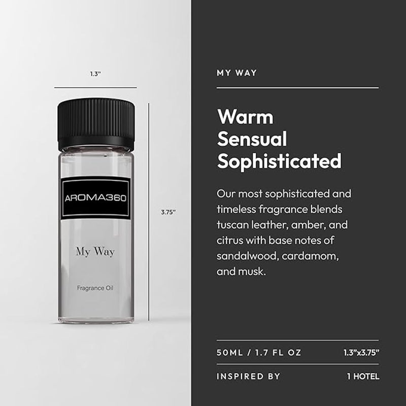 AROMA360 أروما360 - مزيج زيت العطر - مستوحى من الفنادق لمرشحات الزيوت الأساسية الفاخرة - معطر هواء للعلاج بالروائح - خشب الصندل الفاخر، الأرز الدافئ، وزهور رقيقة - 50 مل - Image 3
