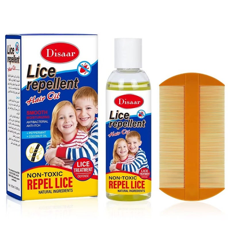 Disaar Lice Repellent Hair Oil Peppermint Nourishing Hair Scalp Care Smoothing Repair Hair Oil With Comb 100ml - Image 1