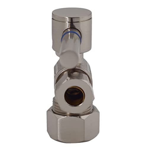 Westbrass 1/4-Turn Lever Handle Angle Stop, 5/8" OD x 3/8" OD, Satin Nickel, D105BL-07 - Image 5