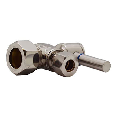 Westbrass 1/4-Turn Lever Handle Angle Stop, 5/8" OD x 3/8" OD, Satin Nickel, D105BL-07 - Image 4