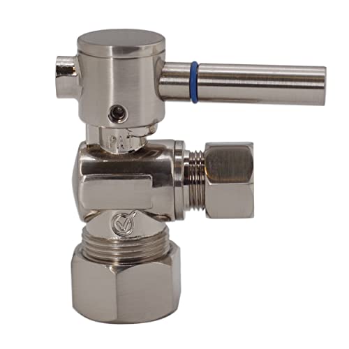 Westbrass 1/4-Turn Lever Handle Angle Stop, 5/8" OD x 3/8" OD, Satin Nickel, D105BL-07 - Image 3