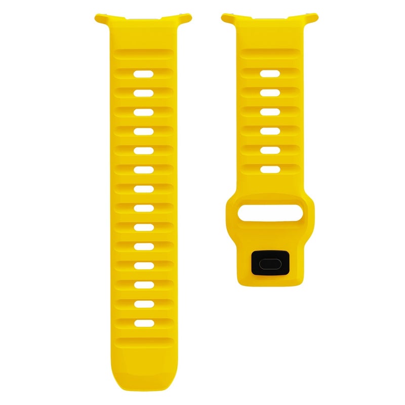 erorex For Samsung Galaxy Watch Ultra 47Mm / Ultra 2025 Wave Texture Reverse Buckle Silicone Watch Band(Yellow) - Image 4