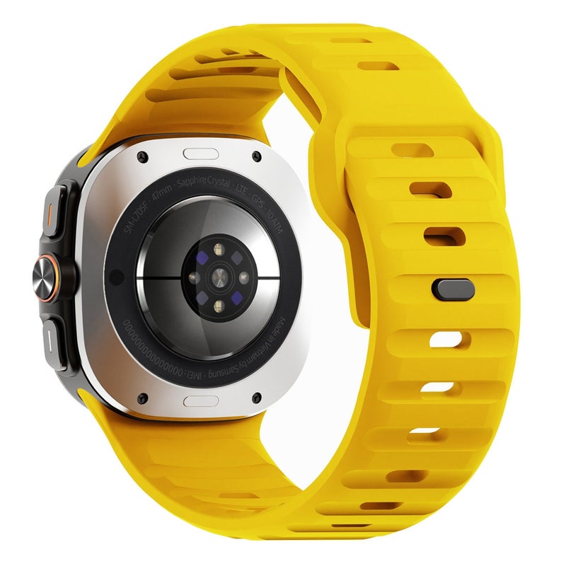 erorex For Samsung Galaxy Watch Ultra 47Mm / Ultra 2025 Wave Texture Reverse Buckle Silicone Watch Band(Yellow) - Image 2