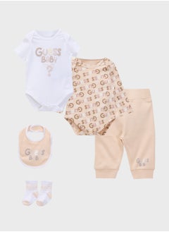 GUESS Kids  2 Pack Bodysuit, Bib, Socks & Pants Gift Set  - Image 1