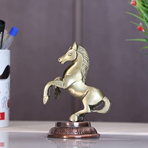 KridayKraft Metal Jumping Horse Statue for Wealth, Income, Shining and Bright Future (8.5 x 6.5 x 12 cm, Grey) - Image 1