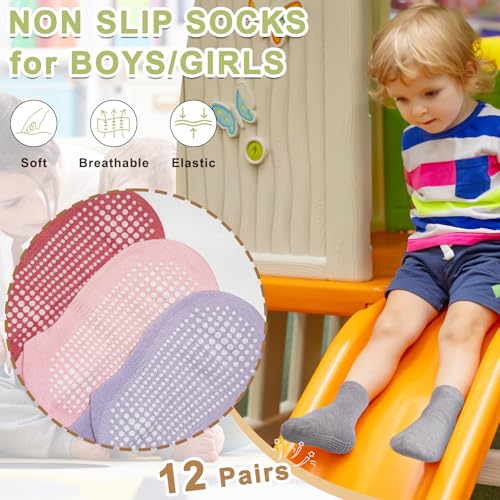 HYCLES Non-Slip Toddler Socks, Girl Grip Socks for 1-3T Kids Girls Boys Toddler Sock with Grippers - Image 2